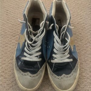 Golden Goose Midstar Women's Navy Blue, Light Blue & Beige High-Top Sneakers